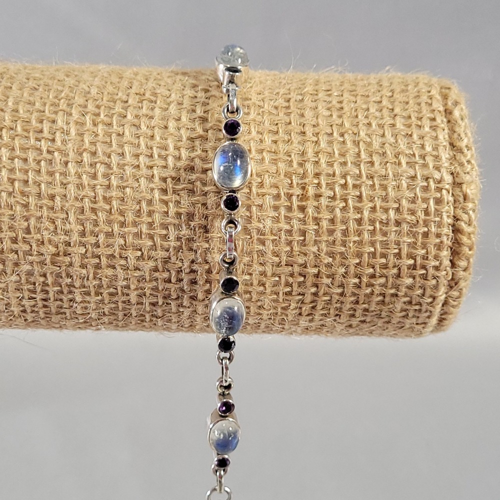 Nicky Butler Bracelet Moonstone Amethyst Sterling Silver 925 India Signed NB